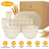 48Pcs Wheat Dinnerware Set Reusable Plastic Dinnerware Set Service for 6 Unbreakable Kitchen Cups Plates and Bowls Sets Dishwasher Microwave Freezer S