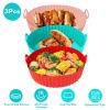 3Pcs Reusable Foldbale Air Fryer Silicone Pot 464°F Heat Resistant Round Replacement of Parchment Liners 3 Food Grade Baking Basket Pans for 4+Quart A
