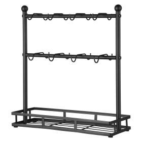 Coffee Mug Holder for Countertop 16 Hooks Cup Rack with Storage Base Organizer