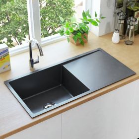 Handmade Kitchen Sink Black Stainless Steel