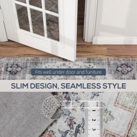 8x10 Area Rug, Vintage Machine Washable Rug, Non-Slip Carpet For Living Room, Bedroom, Dining Room, Brown And Green (Option: Brown and Green)