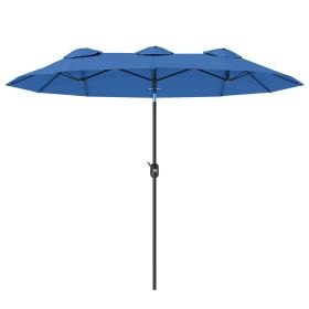 Double-sided Patio Umbrella, 9.5 Outdoor Umbrella With Push Button Tilt And Crank, 3 Air Vents And 12 Ribs, Navy Blue (Color: Navy Blue)